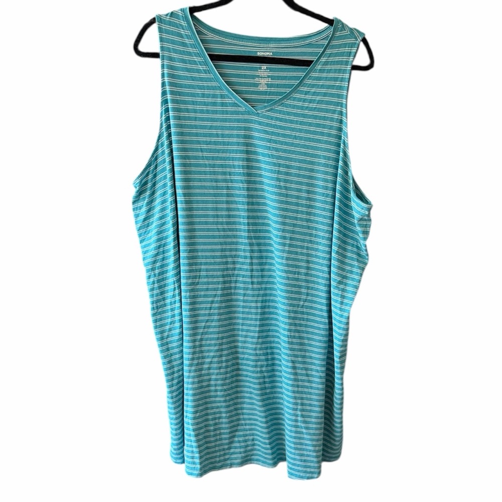 Sonoma Teal and White Striped Tank Dress size 2x